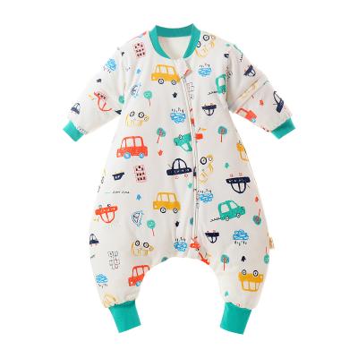 China Child Cartoon Breathable Winter Thickened Sleeping Bag Combed Cotton Organic Baby Leg Split Newborn Sleeping Bag With Detachable Sleeves for sale