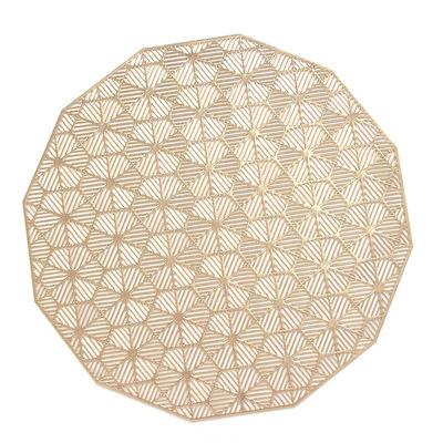 China Sustainable PVC Gold and Silver Western Food Place Mat American Hot Stamping Table Mat Placemat Dining Table Insulation Pad for sale