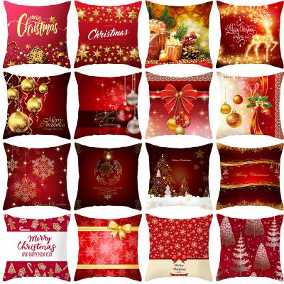 China Home Case Sofa Christmas Cushion Cover 2021 Christmas Peach Skin Christmas Cushion Pillow PORTABLE Red Tile Case for sale