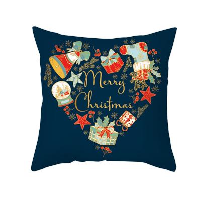 China 2021 PORTABLE Peach Blue Nordic Skin Printed Christmas Tile Blanket Sofa Cushion Pillow Cover Xmas Pillow Case for sale