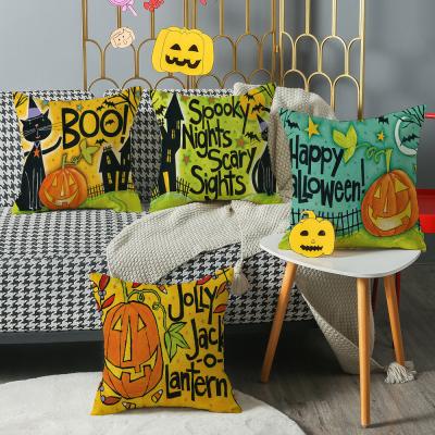 China 2021 PORTABLE Halloween Tile Case Pumpkin Pillow Cover New Nordic Sofa Linen Halloween Decorative Pillow Case for sale