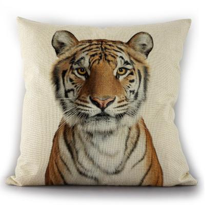 China Home PORTABLE Sofa Bed Decor Cushion Cover 3D Printed Tiger Pattern Flax Linen Pillow Case Cover Car for sale