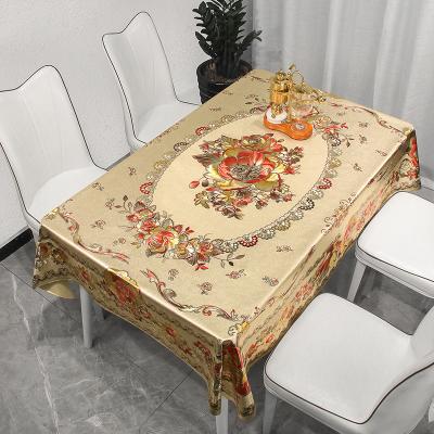 China Nordic Waterproof PVC Waterproof And Oilproof Round Tablecloth Hotel Wedding Gold Rectangular Dining Table Bronzing Table Cloth for sale