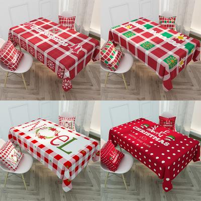 China Nordic Red Waterproof Cotton Waterproof Table Cloth Printing Christmas Coffee Table Cloth Plaid Rectangle Table Cloth for sale