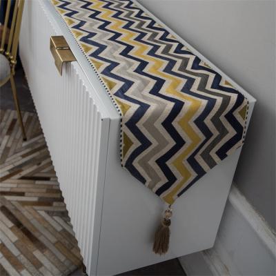 China Wholesale Custom Nordic Striped Table Mat Chenille Table Runner Beautiful Decoration Rectangle TV Cabinet Party Tablecloth New for sale