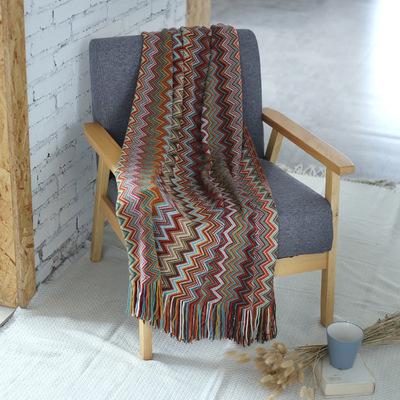 China Factory Wholesale Soft Comfortable Bohemian Anti-Static Knitted Throw Blanket Boho Sofa Cover Blanket Pattern Throw Blanket Decoration for sale