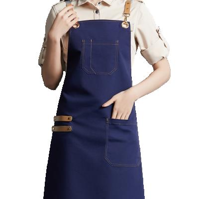 China Cotton Canvas Waterproof Waiter Fashion Back Apron Simple Custom Made Durable Cross Apron Eco-Friendly/Washable/Anti-fouling/Wearable/Durable Chef's Apron with Adjustable Straps and Pockets for sale