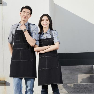 China High Quality Eco-friendly 100%/Washable/Anti-fouling/Wearable/Durable Half Cotton Denim Women And Men Adjustable Kitchen Cooking Apron With Pockets for sale