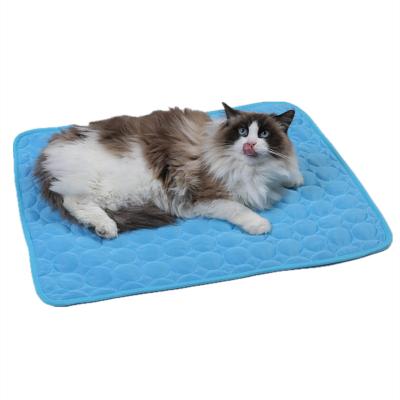 China Reusable Summer Pet Ice Pad Cat and Dog Bed Cushion Pet Ice Cooling Silk Cool Pad for sale