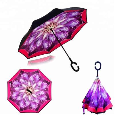 China Novelty 23 Inch Reverse Umbrella Ok Umbrella Double Layer Car Reverse Umbrella for sale