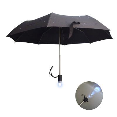 China Novelty Ok Umbrella 2020 New Design Promotion Windproof Umbrella With Led Light Handle Company Logo for sale