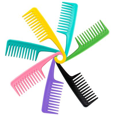 China Private Label Wide Tooth Hair Comb Waterproof : Curly Detangler Women Styling Handle Heat Resistant Anti Static Shower Wet Plastic Natural for sale