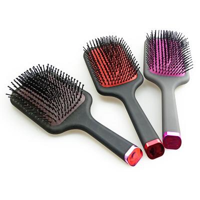 China Paddle Private Label Velvet Touch Paddle Hair Brush with Soft Pad, Paddle Detangler Black Pro for Men, Women and Kids for sale