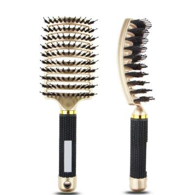 China Private Label Waterproof Professional Wig Hard Vented Gold Boar Bristle Massage Curly Curly Plastic Hair Brush Detangle For Styling Men for sale