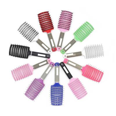 China Waterproof Professional Private Label Customized Detangling Curved Wave Brush Boar Bristle Vented Hair Brush for sale