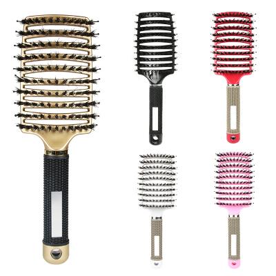 China Private Label Curly Wig Brush Waterproof Curved Tangle Plastic Rubber Duct Detangling Paddle Wet Hair Boar Hair Brush for sale