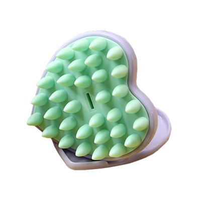 China Heart Logo Hair Scalp Massager Head Scrubber Waterproof Private Shampoo Brush Solid Silicone Head Sweeps Wet and Dry Hair for sale