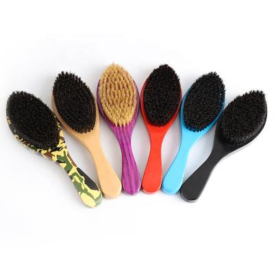 China Private Label Waterproof Wood Curved Wave Brush 100% Boar Bristle Hair Brush Wholesale for sale