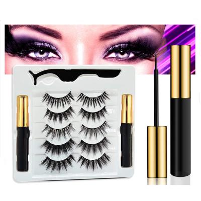 China Waterproof Private Label Magnetic Eyeliner and Magnetic Eyelash Kit [5 Pairs] Non Stick Reusable False Silk Lashes for sale