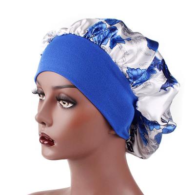 China Soft Silky Hair Loss Band Satin Band Night Hood Sleep Cap Night Cover Comfortable Wide Sleep Cap Sleep Cap For Women Girls for sale