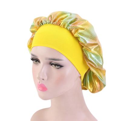 China New Women's Side Sleeping Comfortable Comfortable High Elasticity Laser Wide Chemotherapy Cap Chemotherapy Cap Perm Pool Cap Bathing Hat for sale