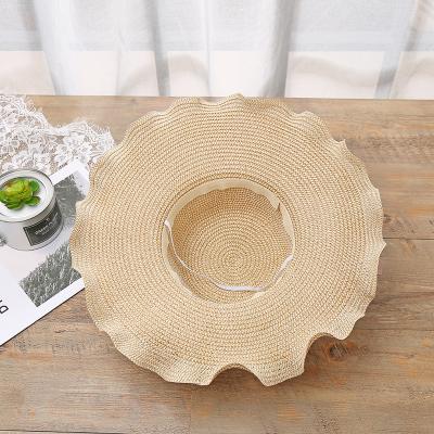 China 2022 New Fashionable Korean Version Women's Big Wave Flower Sun Hat for sale