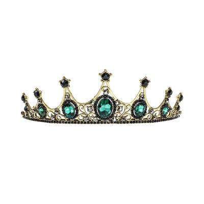 China Wholesale Baroque Blue Pageant Ladies Hair Decoration Vintage Bridal Tiara And Crown Zircon Crystal Bridal Hair Accessories Beauty for sale