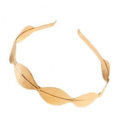 China Ladies hair decoration fashion alloy hairband headdress flower leaf flower headband girl's gold headband and elegant style for sale