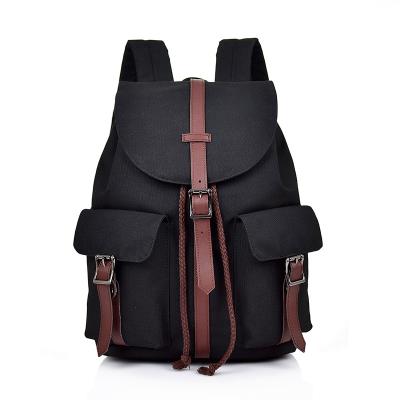 China 2020 Anti-theft School College Notebook Outdoor Bag Men Black Canvas Laptop Backpack for sale