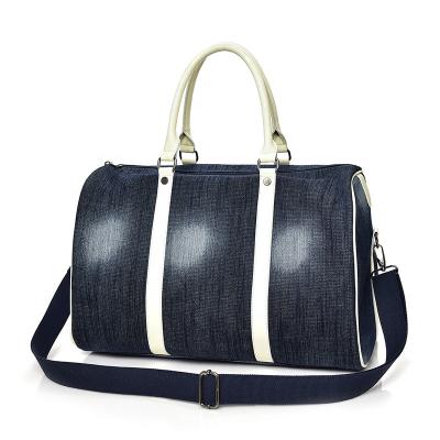 China New OEM fashion large capacity denim women promotional handbags sport duffel bag gym duffel bag travel bag for sale