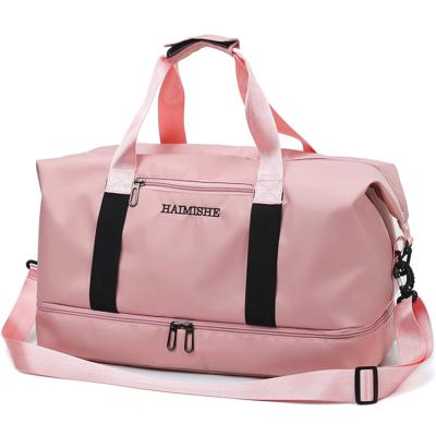 China Pink Travel Duffel Bag With Shoes Compartment Sports Bag Waterproof Female Travel Bag for sale