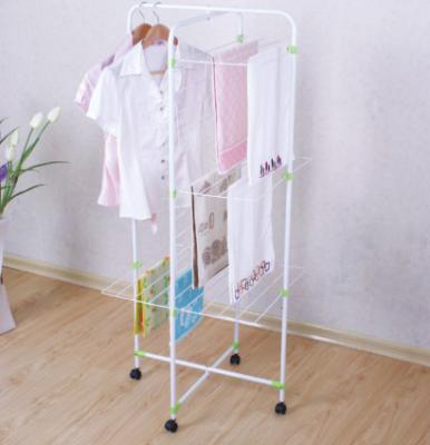 China Fold Three Layer Laundry Rack Clothes Drying With Steel Tube for sale