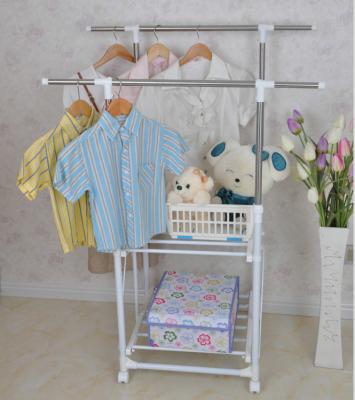 China MOBILE Double Pole Clothes Hanging Clothes Drying Rack Expandable Foldable With Wheel for sale