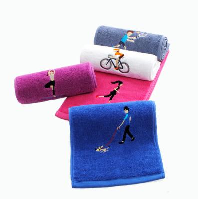 China Soft Hand Feeling Natural Product 100cotton Terry Embroidery Logo Sport Personal Towel For Fitness Center for sale