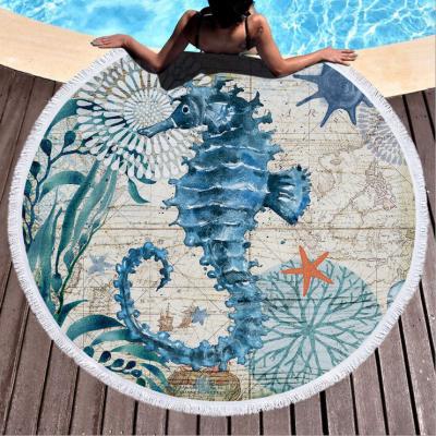 China QUICK DRY custom microfiber round beach towel with tassels sublimation printed large size round towel for beach for sale