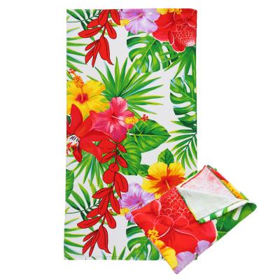 China Compressed Fresh Running Custom Large Size Logo Microfiber Beach Towel Sublimation Beach Towel for sale