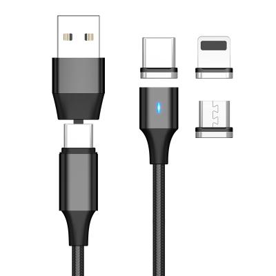 China For iPhone/Micro/Type C 6-in-1 Braided 60W Magnetic PD Multi-USB Charging and Sync Cable Compatible with All Phone Types for sale