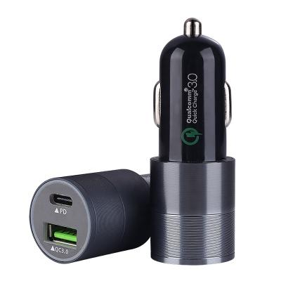 China Type-C 36W Fast Charging Car Fast Charging 36W Dual Car Charger Palladium Dual Aluminum Alloy Qc3 0 Car Charger for sale