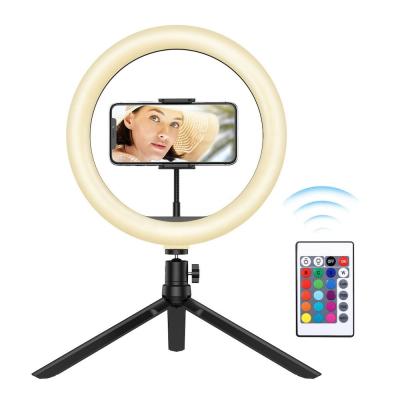 China ABS/PC 10inch RGB LED Ring Light Dimmable Selfie Ring Lamp for sale