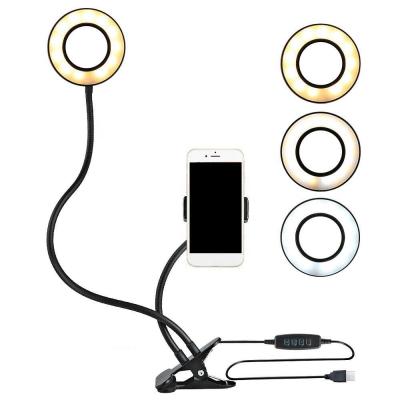 China LED Selfie Ring Light Stand with Mobile Phone Holder Stand for Live Stream and Makeup for sale