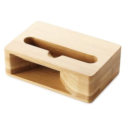 China PORTABLE Cell Phone Stand Holder Natural Bamboo Wooden Phone Dock Stands Compatible for sale