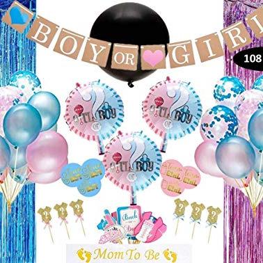 China Kind of Party Decorations Tell the Party Supplies Balloons Blue Pink Foil Curtains Cake Toppers Photo Props Mom-to-be Sash Team Boy and Girl Stickers for sale