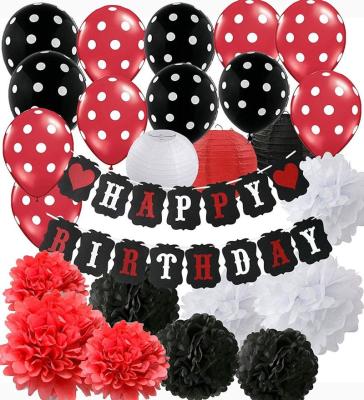 China Black Red White Mickey Minnie Mouse Birthday Party Decorations Party Supplies Happy Birthday Decorations Banners for sale