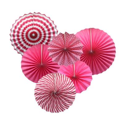 China Wedding/Party Decorations Party Hanging Paper Fans Set, Pink Round Pattern Garlands Paper Decoration for Birthday Wedding Graduation Events Props for sale