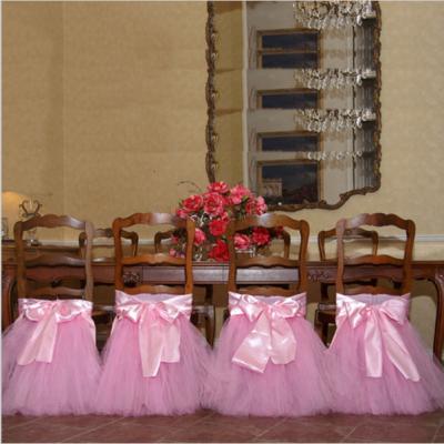 China Colorful Party Decorations Tutu Chair Skirt Baby Shower Decorations Wedding Chair Edges Home Decor Chair Cover Bow for sale