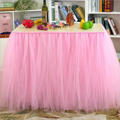 China Party Decorations 100X80CM Tulle Tutu Table Skirt For Wedding Decoration Supplies Party Table Decoration Props for sale