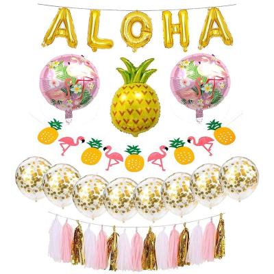 China Hawaiian Party Decorations Party Decorations Pack for Beach Party - Aloha Party Decorations Banner, Gold Confetti Balloons for sale