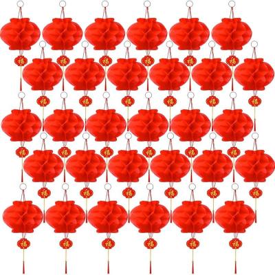 China Party Decorations Red Paper Lanterns Hanging Chinese Lantern Chinese New Year Decoration For Spring Festival Hanging Embellishment for sale