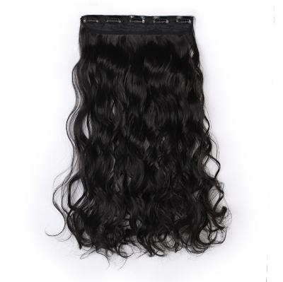 China Black Curly Body Wave Synthetic Wig Hair Extensions Long With Cips Wigs 5 Clips One Piece Clip In Hair Extension for sale