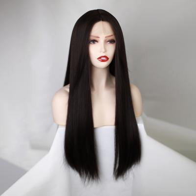 China Straight Wigs (QLS-22) High Quality Straight Wigs Long Synthetic Black Hair With Lace Front for sale